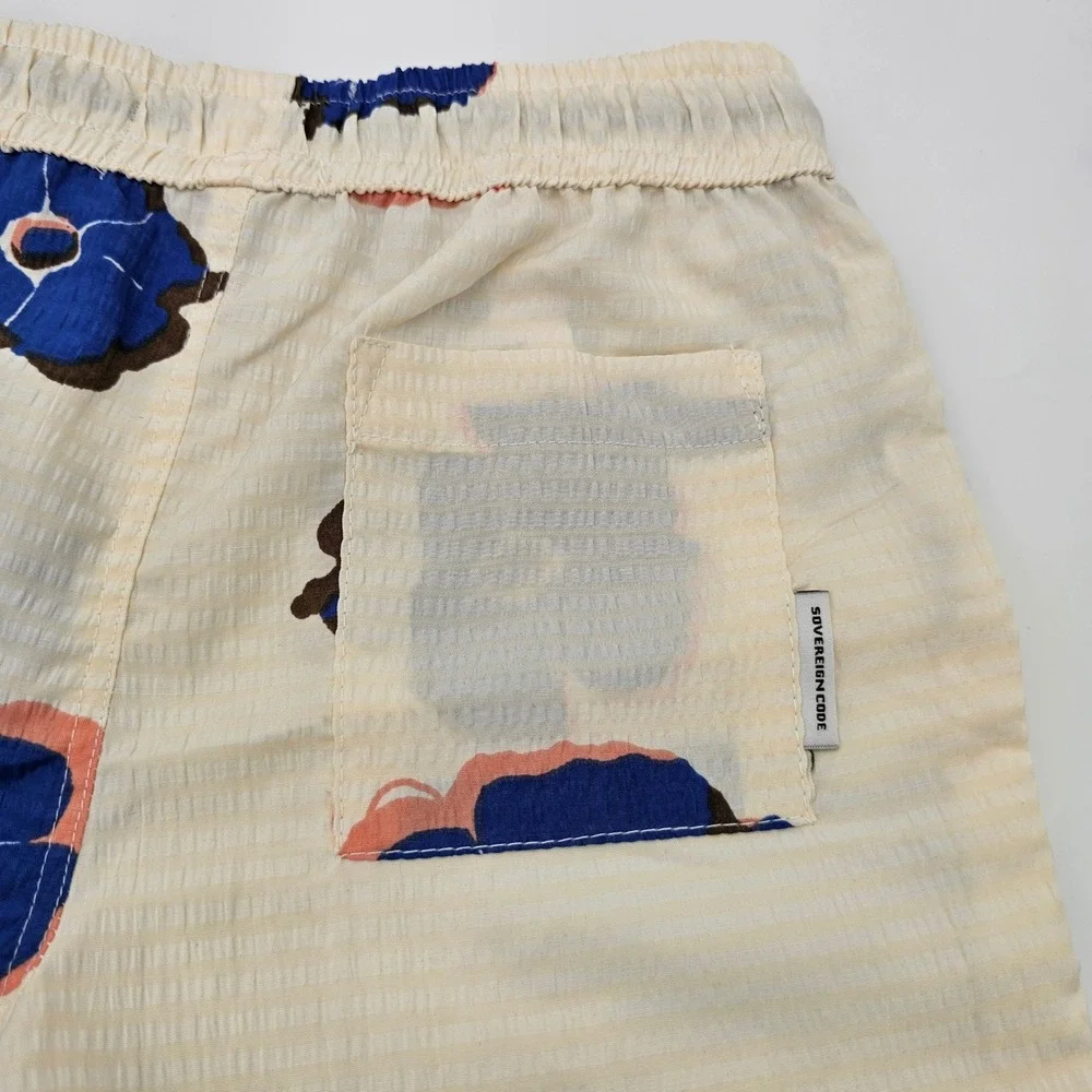 Sovereign Code Kids Boys Shorts Floral Seersucker Swim Beach Trail Birch S 7/8